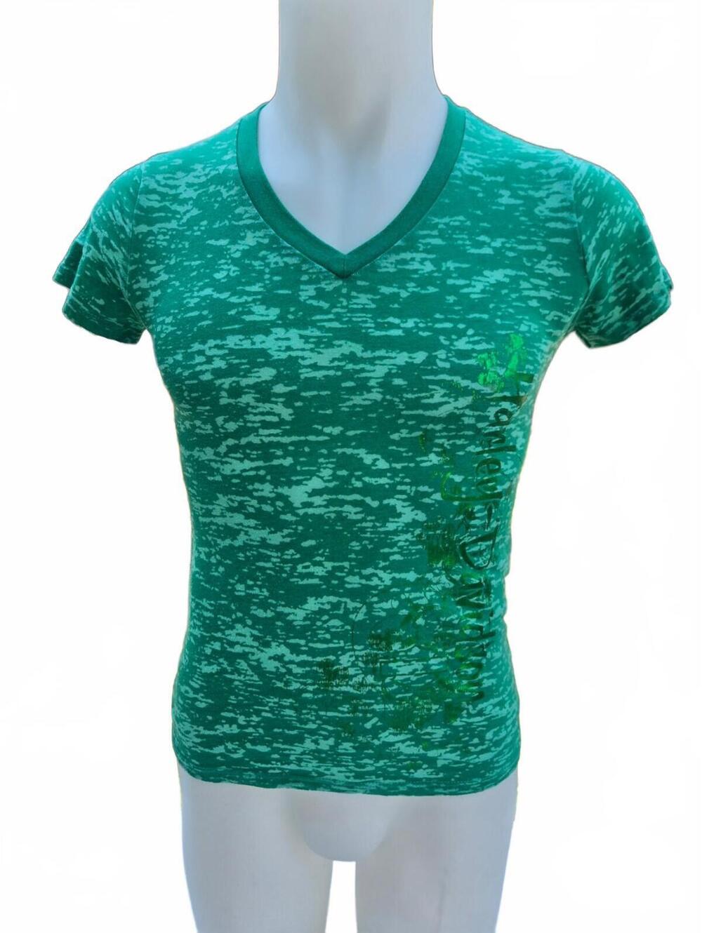 Harley-Davidson Women's Green cyber space  y2K, biker grunge T-Shirt Size Small